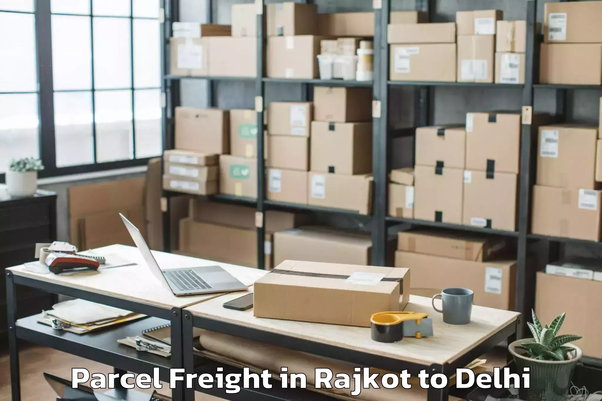 Efficient Rajkot to Defence Colony Parcel Freight